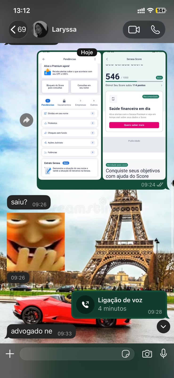 Pendências e score organizados no diagnóstico